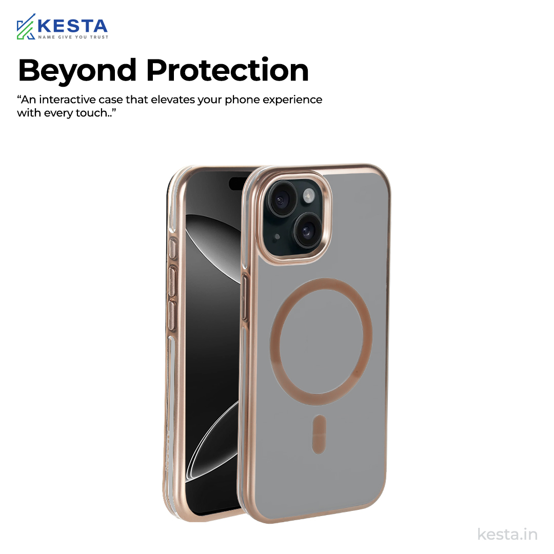 iPhone 15 Cover - Notify Popup Gold Transparent Case (Camera Sink Protection & Wireless Charging Optimized)